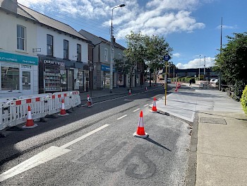 Road works in Dundrum to facilitate improved cycle lanes