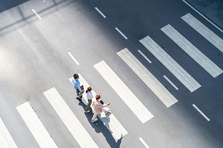 Pedestrians crossing the road